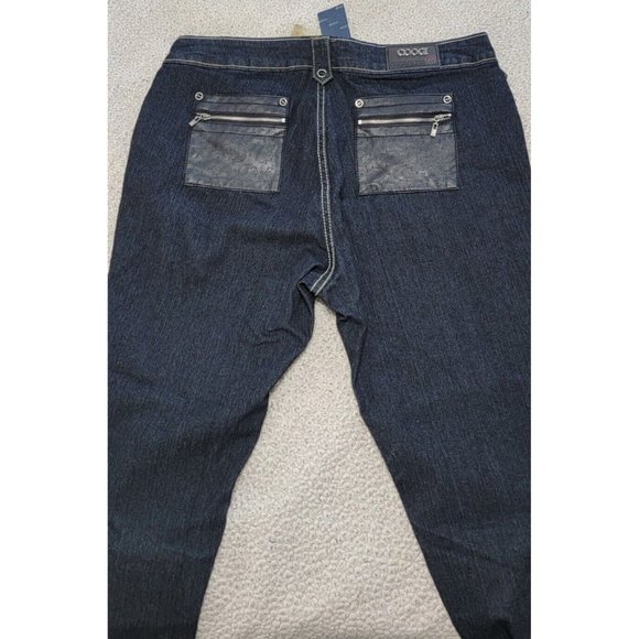 Coogi Women's Skinny Jeans Denim Faux Leather Pocket Blue Size 14W NEW with Tags - Picture 5 of 16